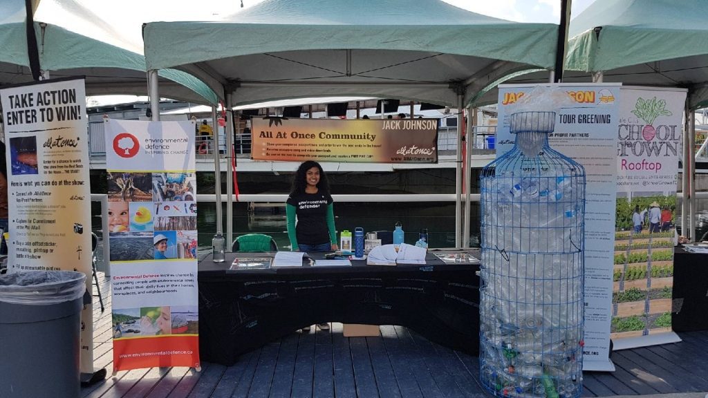 Environmental Defence booth at the June 4 Jack Johnson concert