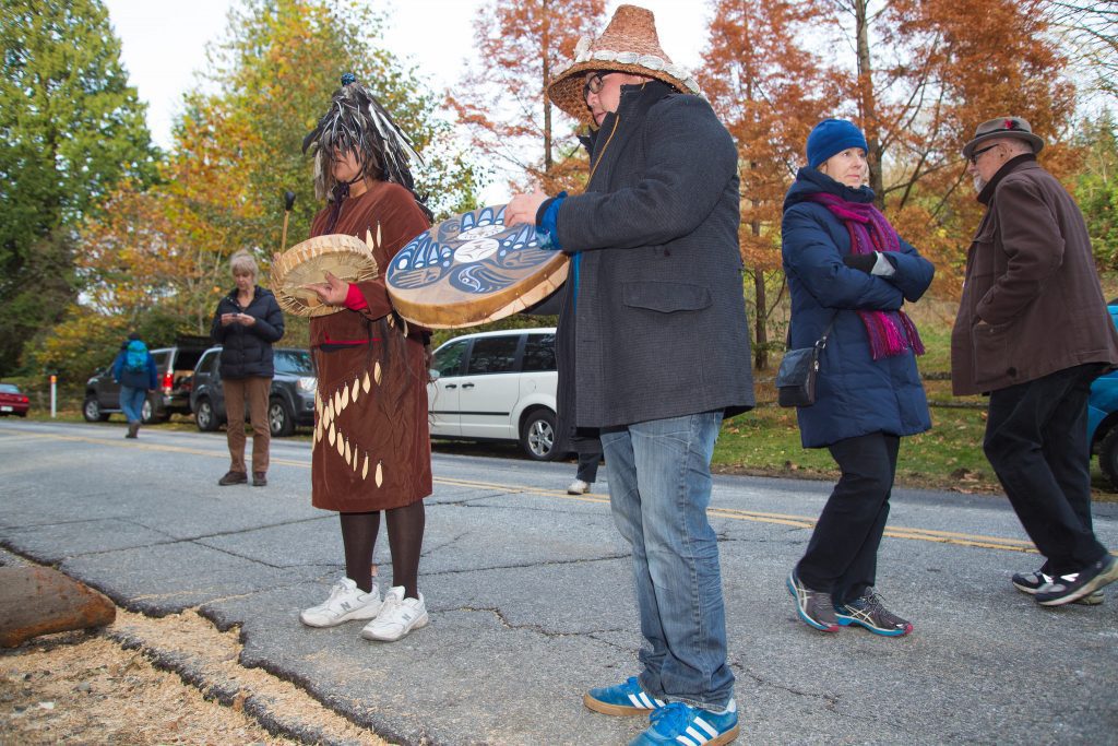 Rally against Kinder Morgan oil pipeline on Burnaby Mountain. 