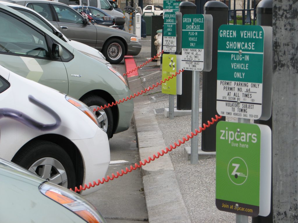 Vehicles charging at charging station