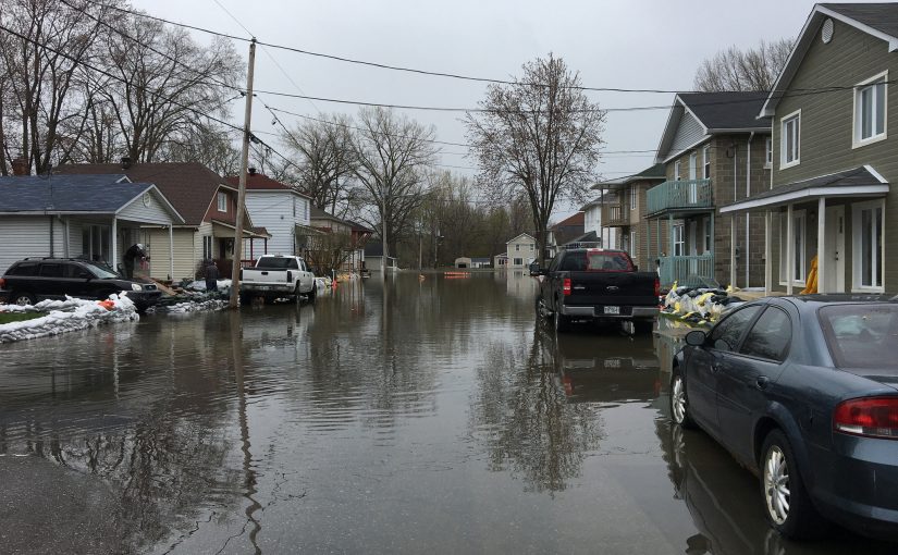 Flooding in the streets of Gatineau, Quebec.