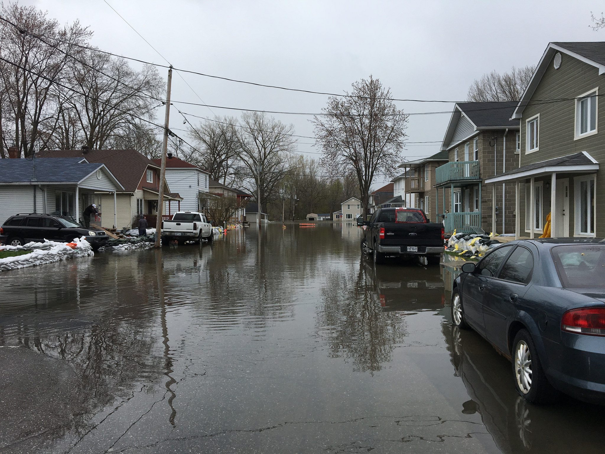 Flooding in the streets of Gatineau, Quebec.
