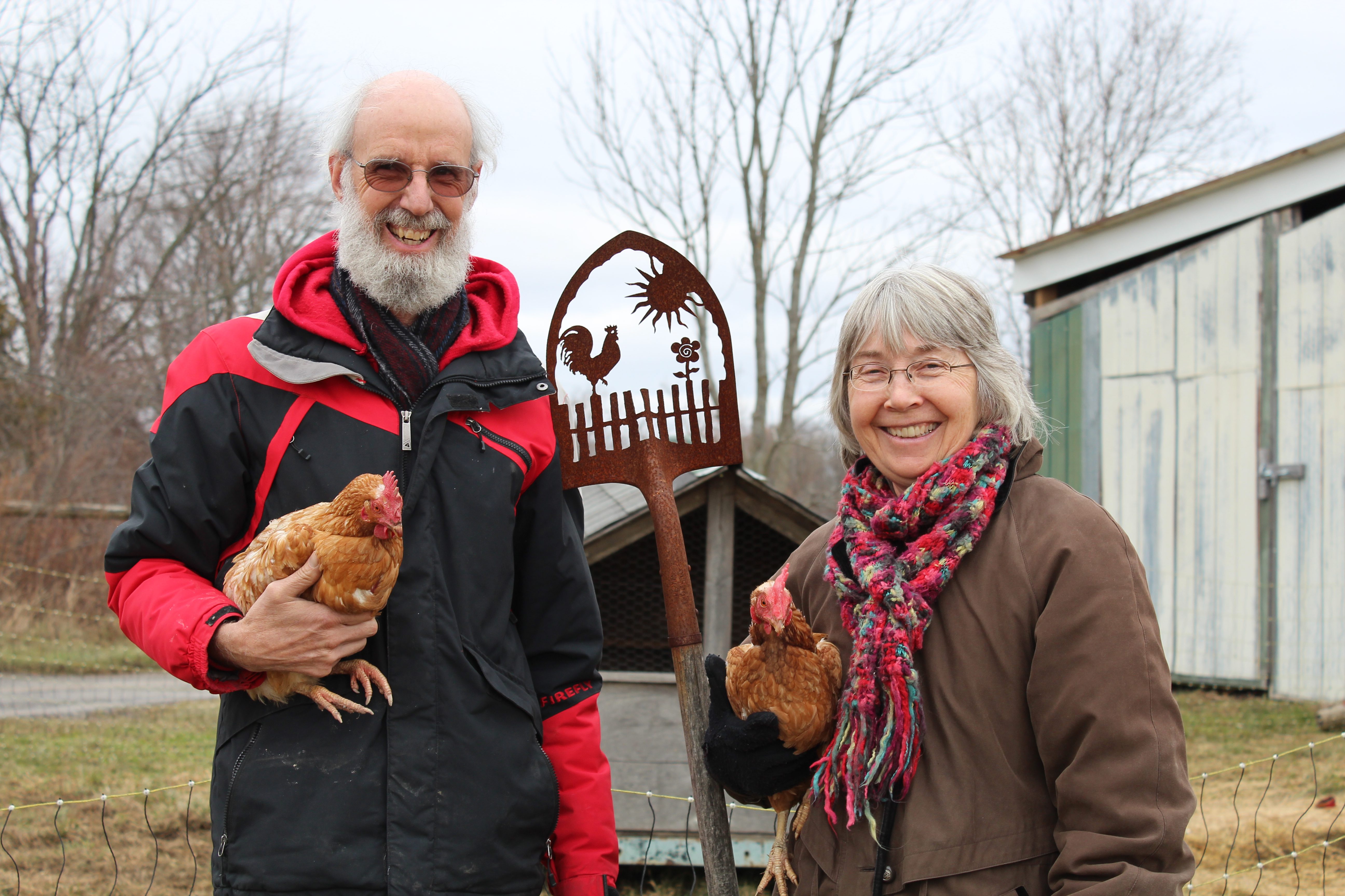 Organic farmers, Ella Haley and Richard Tunstall, give us a tour of their farm.