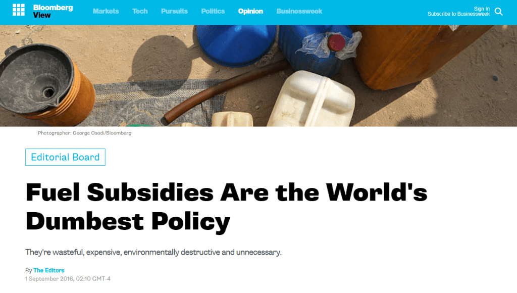 fossil fuel subsidies are the world's dumbest policy