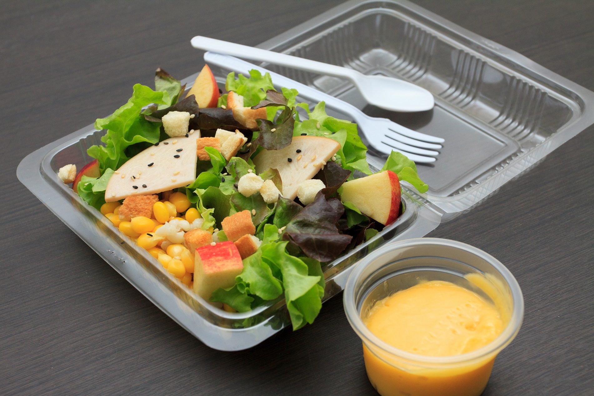 single-use cutlery and food container