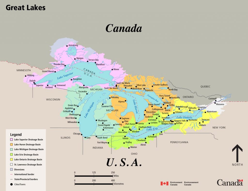 Great Lakes Drainage Basin Map. Source: Government of Canada 