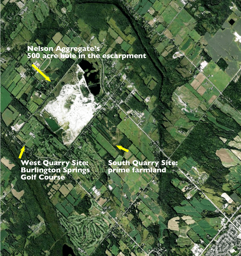Location of the two proposed open-pit quarries on the Burlington Escarpment