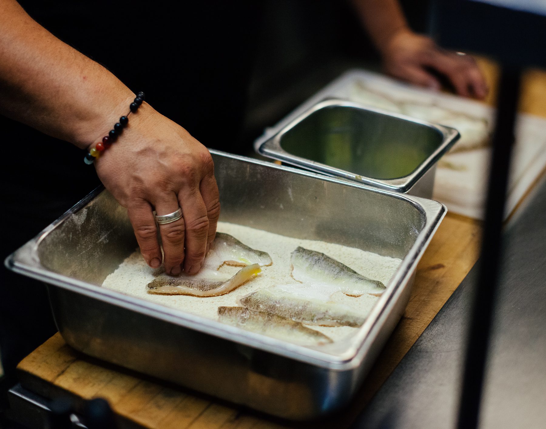 Anthony serves perch and pickerel