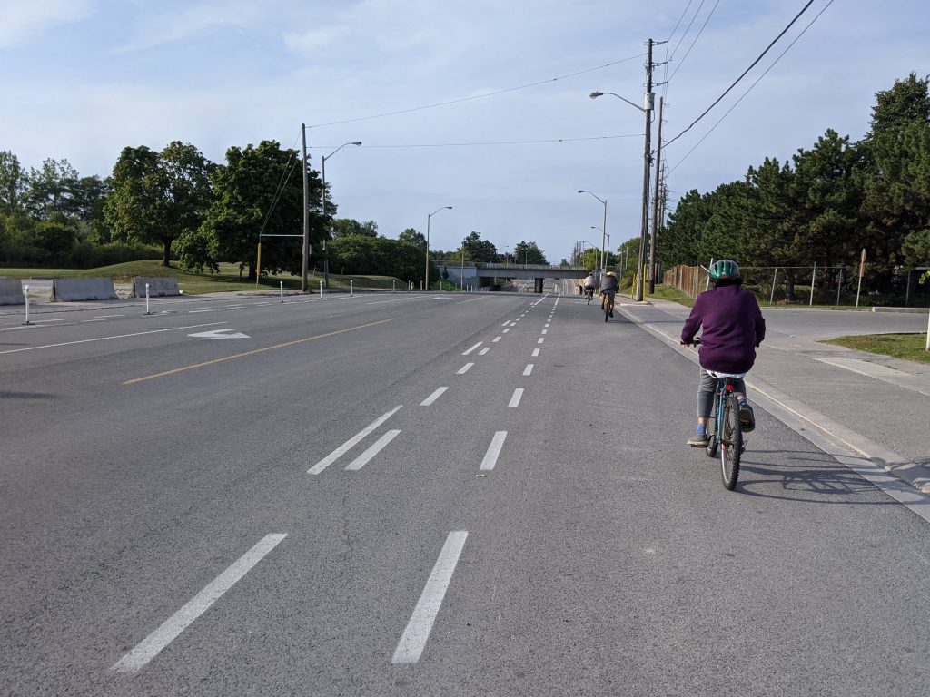 Cycling on Brimley Ave. in Scarborough. Photo by Ry Shissler, courtesy of Cycle Toronto