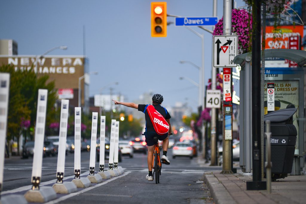 New bike lanes on Danforth Ave. Photo by Nicholas Jones, courtesy of Cycle Toronto