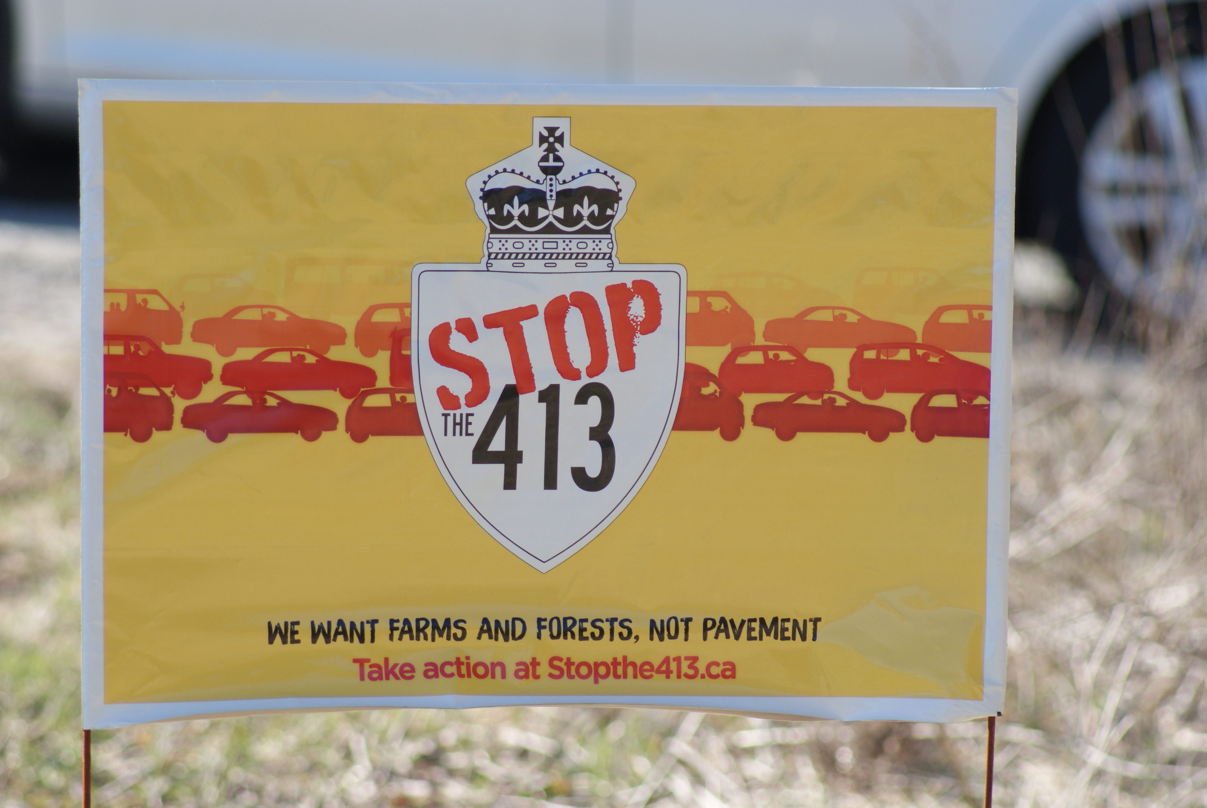 Stop the 413 lawn sign Stop HIghway 413