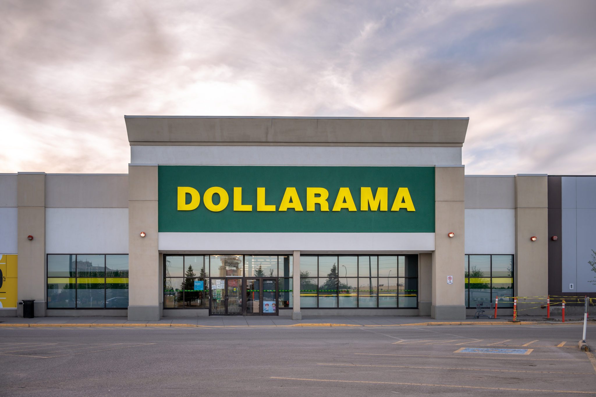 Calgary, Alberta - May 30, 2021:  Exterior facade of a Dollarama Store in Calgary, ALberta.
