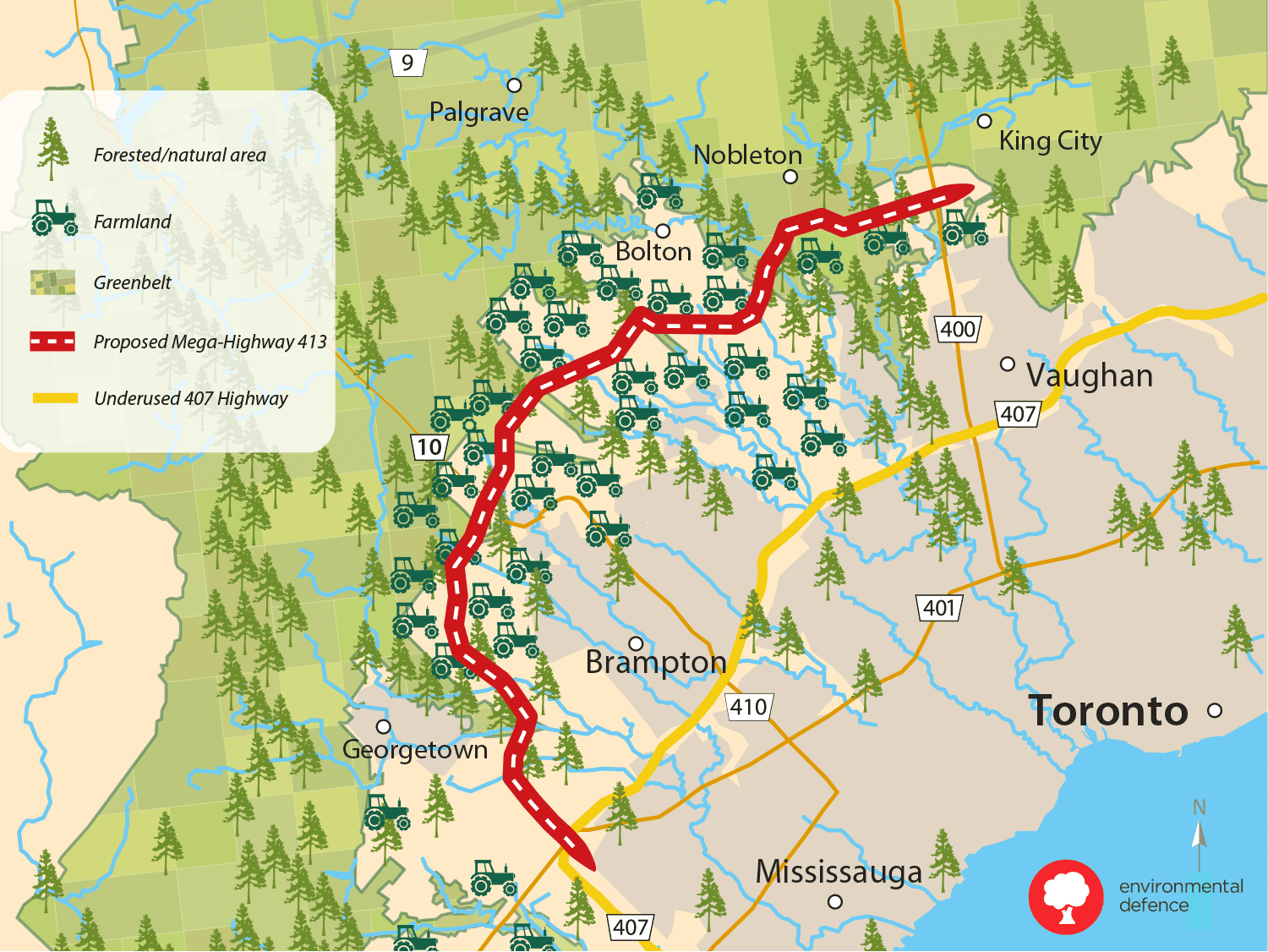 hwy 413 map brampton nobleton kleinburg caledon vaughan missisauga toronto gta west greenbelt 407