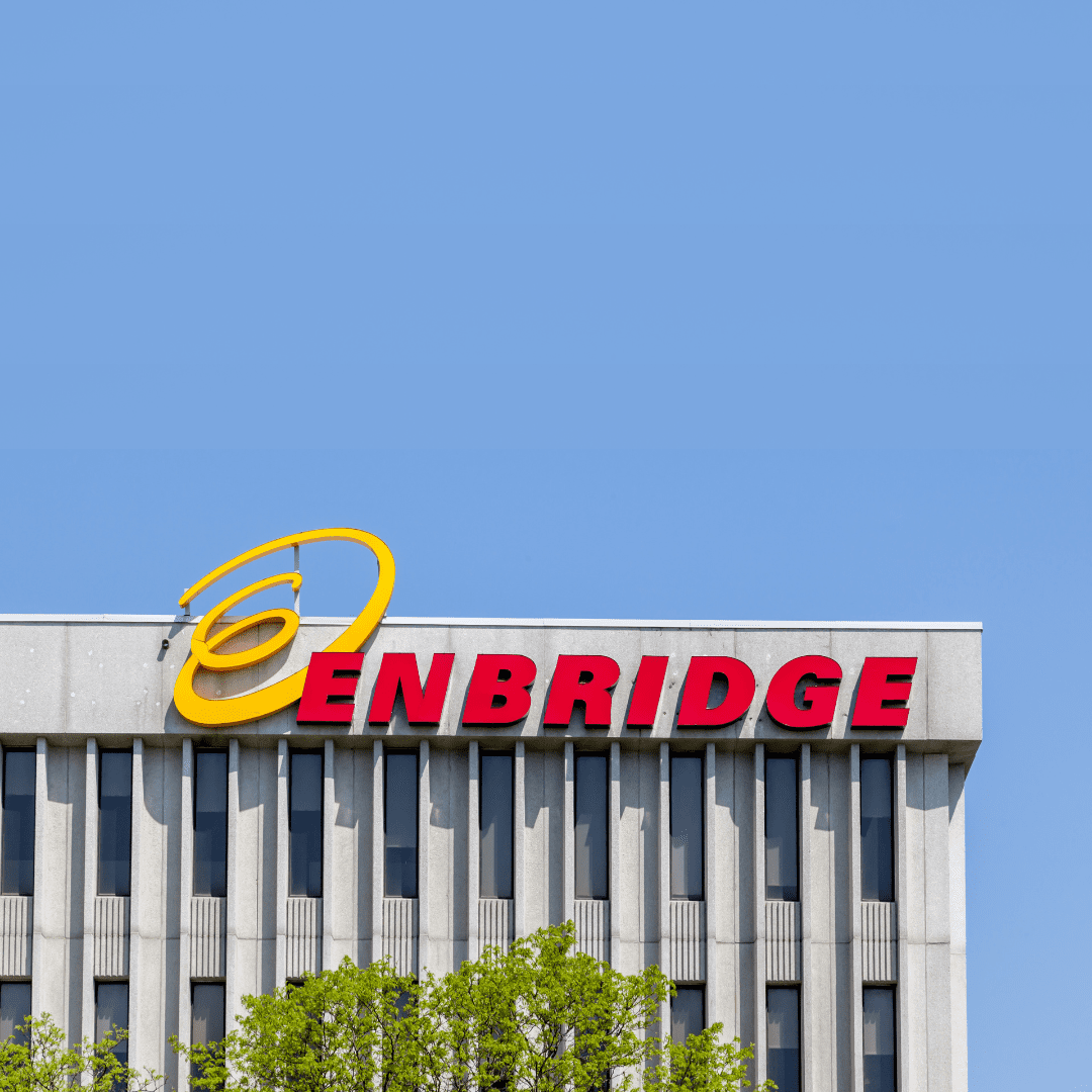 Exterior image of a building with the Enbridge logo on the side