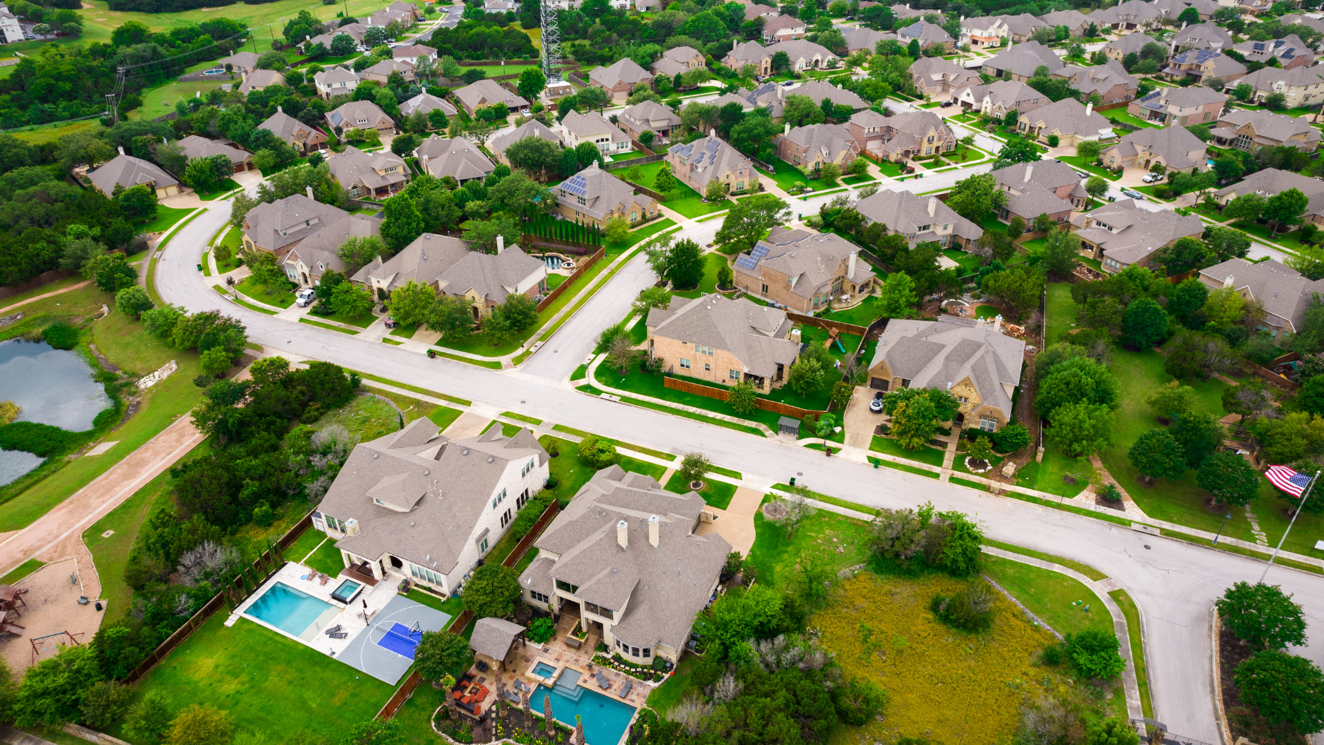 Modern suburb with large homes