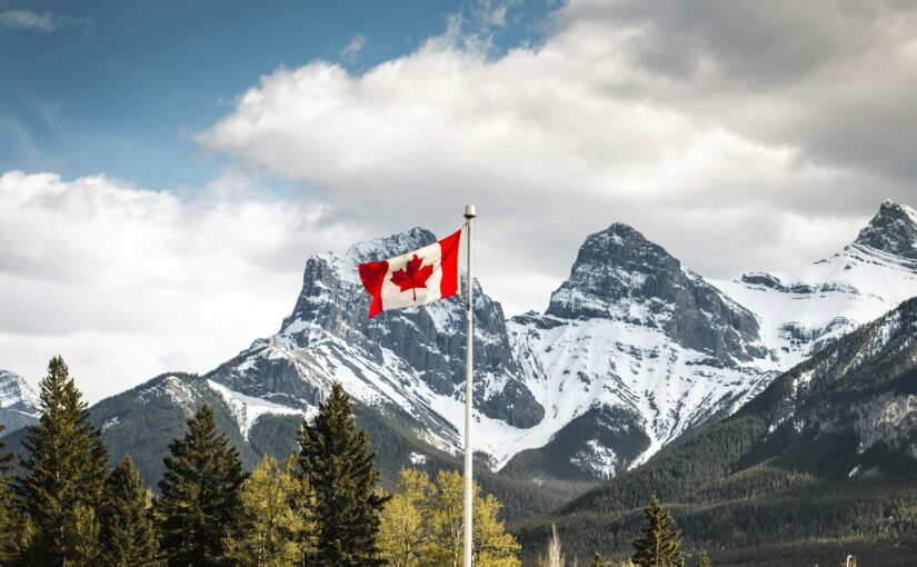 Canadian Flag Rocky Mountains