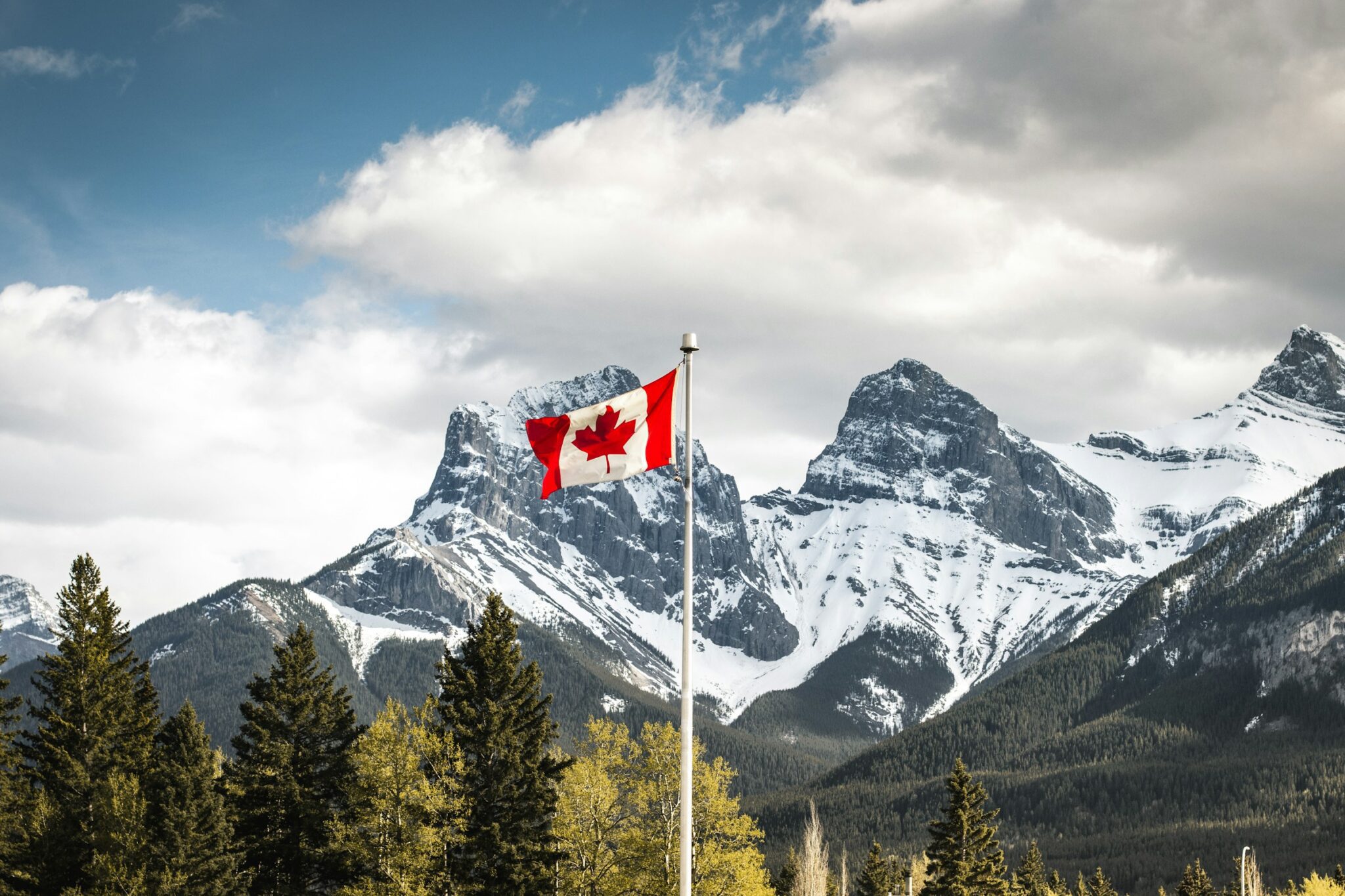 Canadian Flag Rocky Mountains