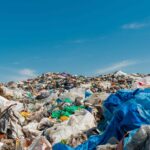 A mound of plastic in a landfill